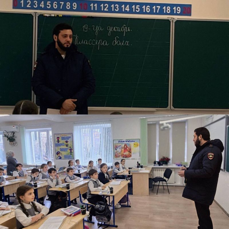 Сотрудники отдела надзора ГИБДД в преддверии зимних каникул провели профилактические беседы с учащимися начальных классов