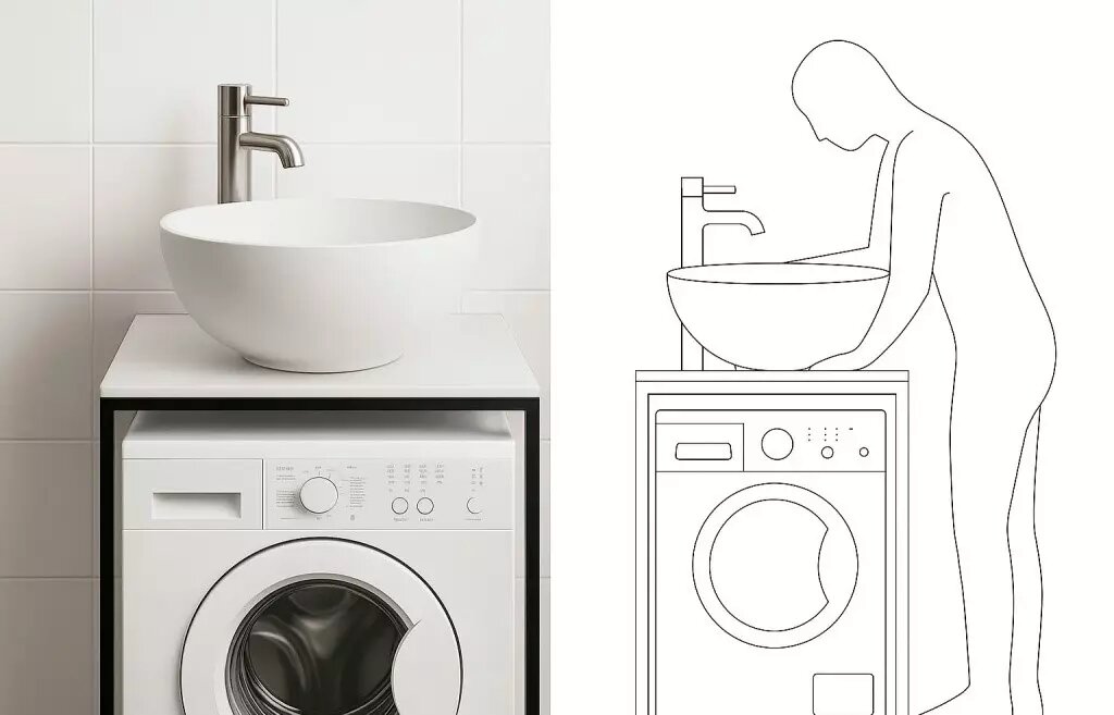 Установка раковины над стиральной машиной: плюсы и минусы для вашей ванной